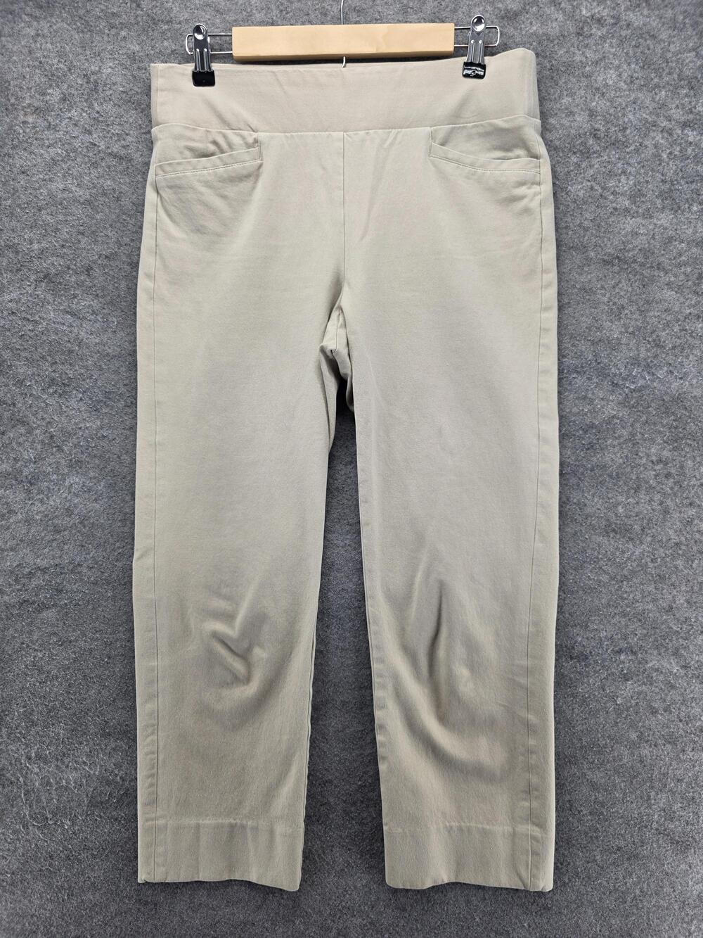 Soft Surroundings Pants Womens Small Beige Cropped Straight Leg Pull On Stretch